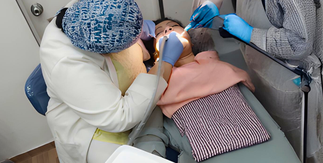 Happy patient receiving dental care